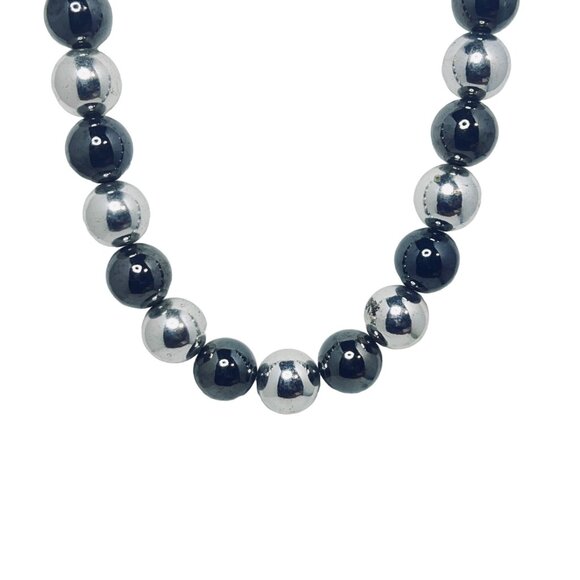 Vintage Chunky Two Tone Silver Balls Necklace (5457) - Picture 4 of 7